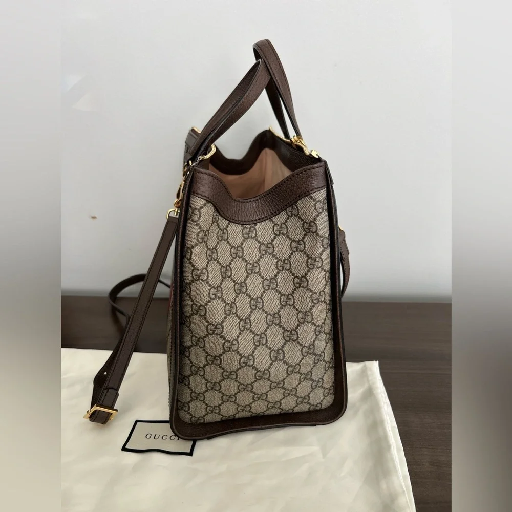 Authentic Gucci Supreme Monogram Web Medium Ophidia Tote - Picture 5 of 16